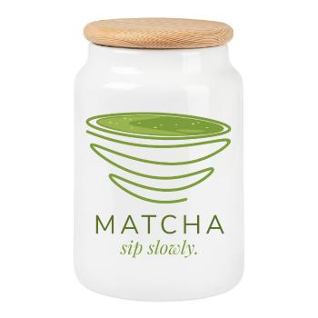Matcha  - Keksdose mit Holzdeckel - Weiß - Vorne