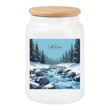 Cold_River - Boîte à biscuits avec couvercle en bois - blanc - Devant