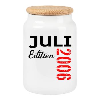 July 2006 - 20th Birthday - Cookie Jar with Wooden Lid - white - Front