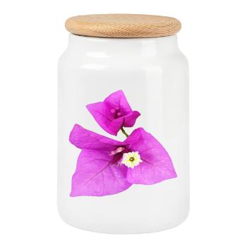 Vibrant_Magenta_Bougainvillea_Flower - Cookie Jar with Wooden Lid - white - Front