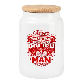 Ne jamais sous-estimer un Polonais – Polen Spruch - Boîte à biscuits avec couvercle en bois - blanc - Devant
