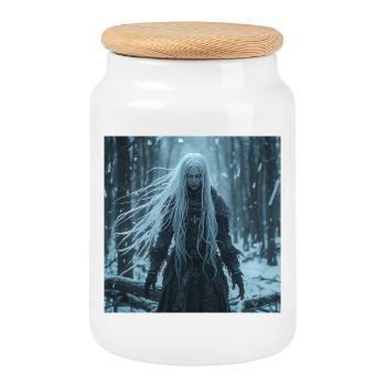 Lady of Winter – Slavic Marzanna Dark Fantasy - Cookie Jar with Wooden Lid - white - Front