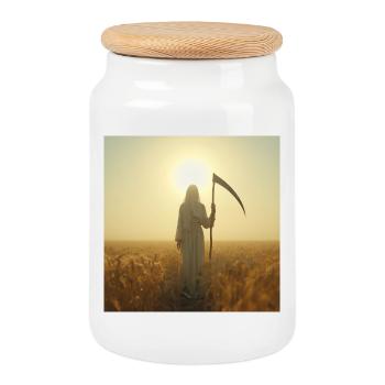 Meridian – Mort dans la Récolte Blanche - Boîte à biscuits avec couvercle en bois - blanc - Devant