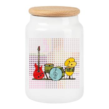 Musical instruments - Cookie Jar with Wooden Lid - white - Front