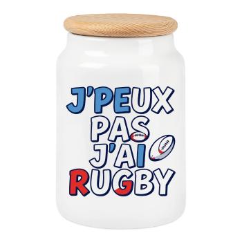 rugby, fan de rugby, rugby humour - Boîte à biscuits avec couvercle en bois - blanc - Devant