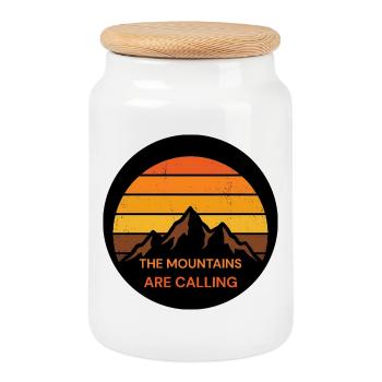 Vintage Berge Wandern Retro Sonne - Keksdose mit Holzdeckel - Weiß - Vorne