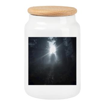 Phenomenon in the Forest – The Mysterious Visitor - Cookie Jar with Wooden Lid - white - Front
