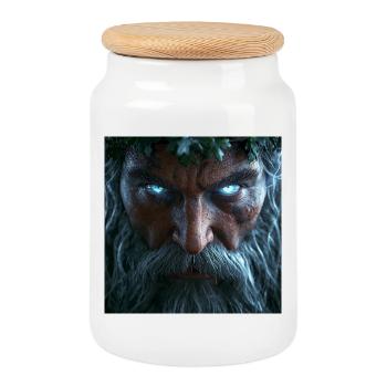 Le regard de Perun – le dieu slave du tonnerre - Boîte à biscuits avec couvercle en bois - blanc - Devant
