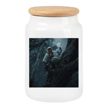 Bartnik of the Dark Forest – Slavic Gatherer - Cookie Jar with Wooden Lid - white - Front