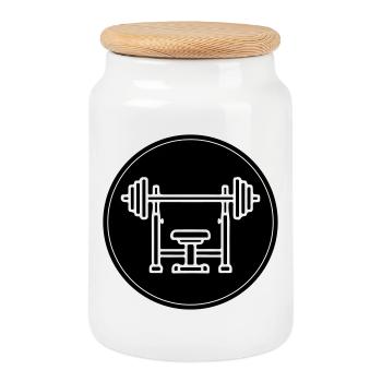 Weight bench bench press - Cookie Jar with Wooden Lid - white - Front