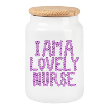 Ich bin eine wunderbare Krankenschwester, typografisch - Keksdose mit Holzdeckel - Weiß - Vorne