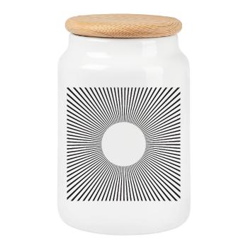 Conception des lignes radiales Sunburst - Boîte à biscuits avec couvercle en bois - blanc - Devant