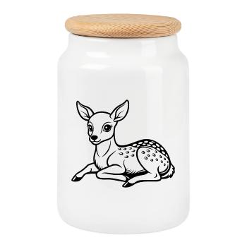 Bébé Cerf - Boîte à biscuits avec couvercle en bois - blanc - Devant