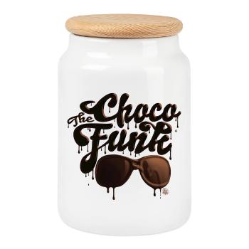 The Choco Funk - Chocolate Lover Retro Funky - Cookie Jar with Wooden Lid - white - Front