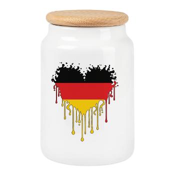 Heart from Germany – Football Love Shirt Meme - Cookie Jar with Wooden Lid - white - Front