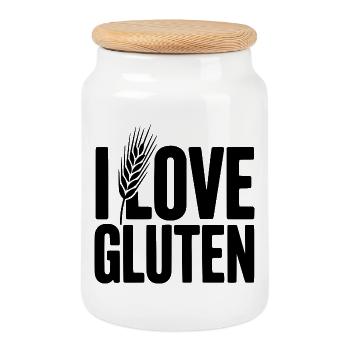 J’adore le gluten - Boîte à biscuits avec couvercle en bois - blanc - Devant