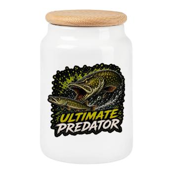 Pike Fishing Ultimate Predator T-Shirt - Cookie Jar with Wooden Lid - white - Front