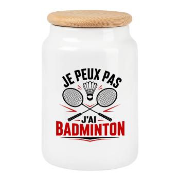 Je peux pas j’ai badminton - Boîte à biscuits avec couvercle en bois - blanc - Devant