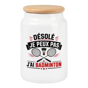 Désolé je peux pas j’ai badminton - Boîte à biscuits avec couvercle en bois - blanc - Devant