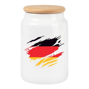 Germany Flag Germany - Cookie Jar with Wooden Lid - white - Front