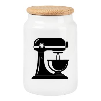 Bäckereimixer - Keksdose mit Holzdeckel - Weiß - Vorne