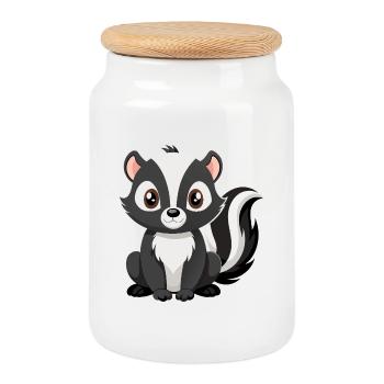 Bébé Mouffette - Boîte à biscuits avec couvercle en bois - blanc - Devant