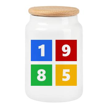 1985 - Cookie Jar with Wooden Lid - white - Front