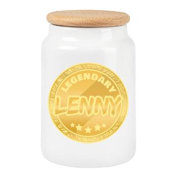 Cadeau pour Lenny - Boîte à biscuits avec couvercle en bois - blanc - Devant