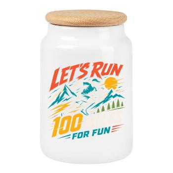 Courons 100 miles pour le plaisir Ultra Runner Shirt - Boîte à biscuits avec couvercle en bois - blanc - Devant