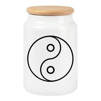 Ying Yang - Cookie Jar with Wooden Lid - white - Front