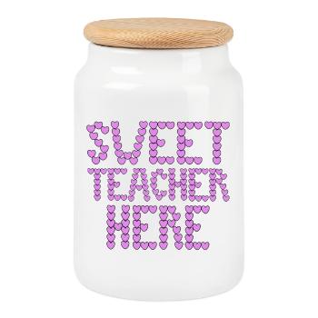 Un super professeur ici en typographie - Boîte à biscuits avec couvercle en bois - blanc - Devant
