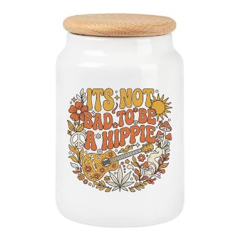 It's Not Bad To Be A Hippie Gitarre - Keksdose mit Holzdeckel - Weiß - Vorne