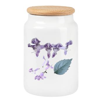 Botanical_lavender_flower_floral_artwork - Keksdose mit Holzdeckel - Weiß - Vorne