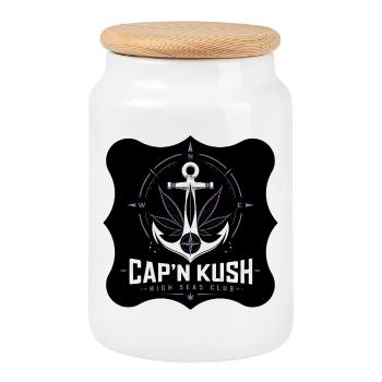 MarinsYarn | High Seas Club par Cap ́nKush - Boîte à biscuits avec couvercle en bois - blanc - Devant