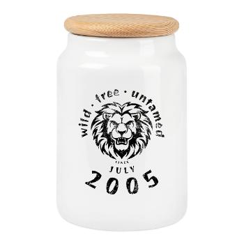 21. Geburtstag Sauvage, libre et indompté depuis 07/2005 - Boîte à biscuits avec couvercle en bois - blanc - Devant