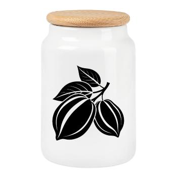 Cocoa beans - Cookie Jar with Wooden Lid - white - Front