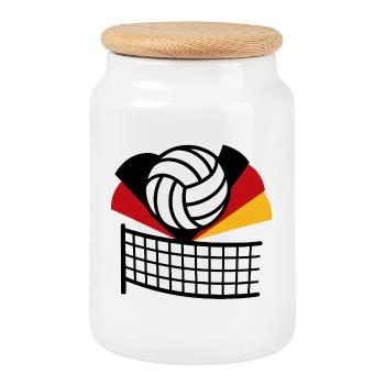 Volleyball Flagge Deutschland - Keksdose mit Holzdeckel - Weiß - Vorne