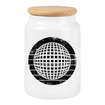 80er Jahre Disco - Keksdose mit Holzdeckel - Weiß - Vorne