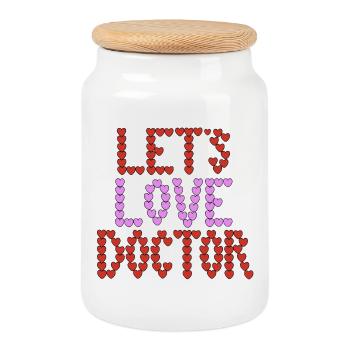 Aimons la typographie des médecins - Boîte à biscuits avec couvercle en bois - blanc - Devant