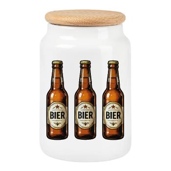  Bier Trio Cartoon - Keksdose mit Holzdeckel - Weiß - Vorne