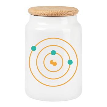 Atomic Model - Physics Chemistry Science Nerd - Cookie Jar with Wooden Lid - white - Front