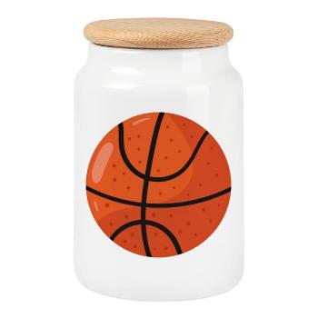 Bold Basketball Roundball Icon - Cookie Jar with Wooden Lid - white - Front