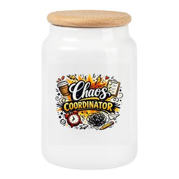Chaos Coordinator Funny Office Humor Design - Cookie Jar with Wooden Lid - white - Front