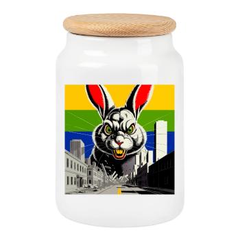 Monster Bunny Rage - Cookie Jar with Wooden Lid - white - Front