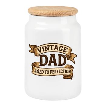 Vintage Dad – Aged to Perfection Oldschool Banner - Cookie Jar with Wooden Lid - white - Front
