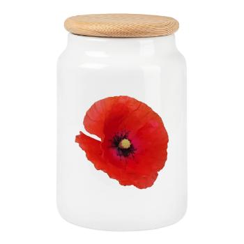 Vibrant_Red_Poppy_Flower - Cookie Jar with Wooden Lid - white - Front