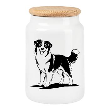 Australian Shepherd schwarz - Keksdose mit Holzdeckel - Weiß - Vorne