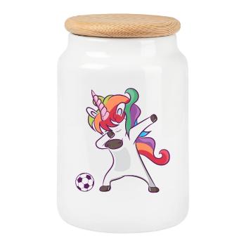 Unicorn Dab Rainbow - Cookie Jar with Wooden Lid - white - Front