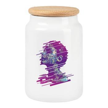 Spirale Portait - Boîte à biscuits avec couvercle en bois - blanc - Devant