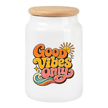 Rétro Sunshine Summer Typographie Art Esthétique - Boîte à biscuits avec couvercle en bois - blanc - Devant